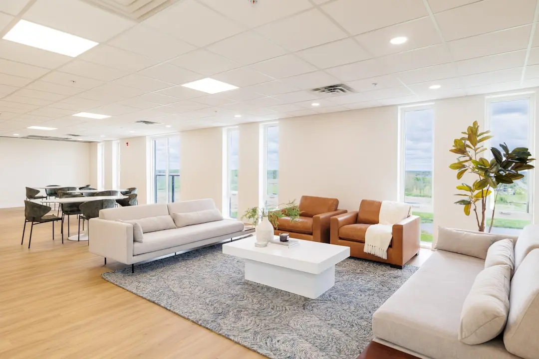 Comfortable waiting room sofa area
